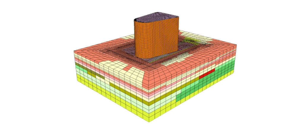 projekt posadowienia na palach – model MES 3D fundamentu płytowo-palowego w ZSoil 3D